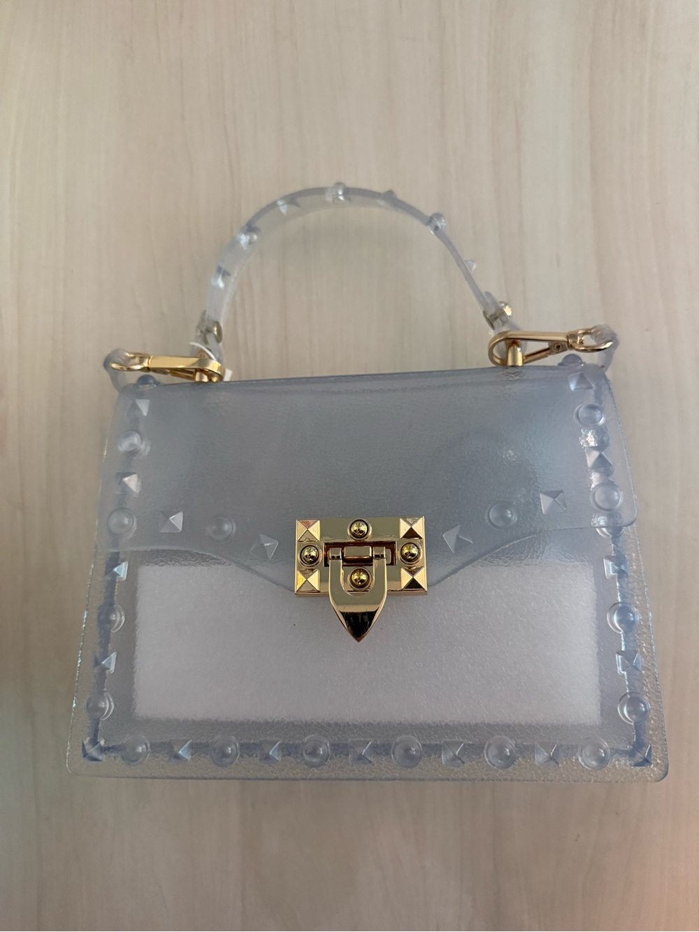 Altar'd State Clear Mini Top-Handle/Crossbody Bag with Gold Hardware